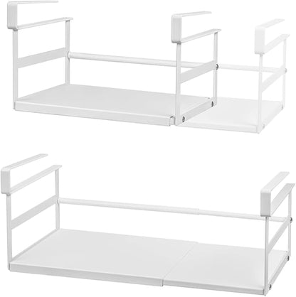 Under Shelf Storage Basket, 2-Pack Under Cabinet Shelf Organizer | Expandable Hanging Basket Holds 35 lbs Add-On Kitchen Pantry Cupboard Counter Laundry 10.04-16.81" W x 8.66" Dx 4.13" H