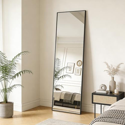 51x16 Inch Full Length Mirror Over the Door Hang or Wall Mounted Black