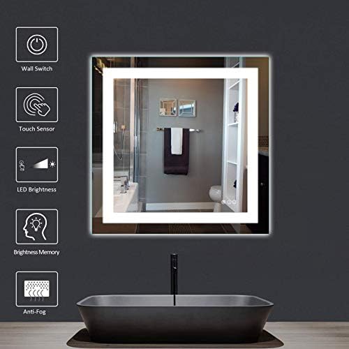 Amorho LED Bathroom Mirror 36"X36" with Front Light and Backlit
