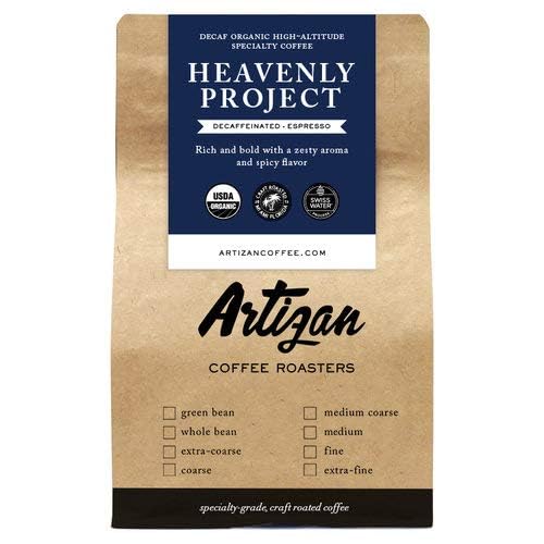 Artizan Coffee USDA Organic Ground Coffee | Heavenly Project Decaf - High Altitude Blend | Dark Roast | Medium Grind for Drip | 10 oz | Roasted in South Florida