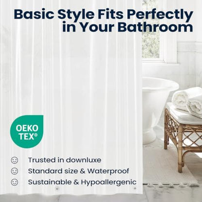 downluxe Shower Curtain Liner, PEVA Plastic Shower Liner with 3 Magnets, 72" x 72" Waterproof Bathroom Curtain, EVA Frosted, 1 Pack