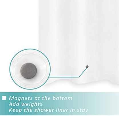 Mrs Awesome Short Shower Curtain Liner with 6 Magnets 72 x 66 inch, Frost