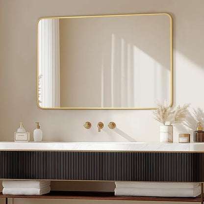 Delma Bathroom Vanity Mirror, Gold Framed Mirror for Over Sink, 36x24