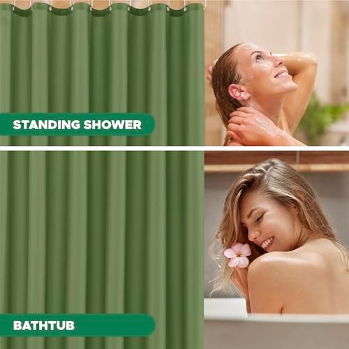 Fabric Shower Curtain Liner 72x72 Inch-Sage Standard Size Shower Liners