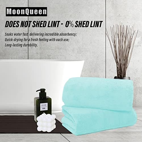 MOONQUEEN 2 Pack Premium Bath Towel Set - Quick Drying - Microfiber Coral Velvet Highly Absorbent Towels - Multipurpose Use as Bath Fitness, Bathroom, Shower, Sports, Yoga Towel (Frozen Blue)