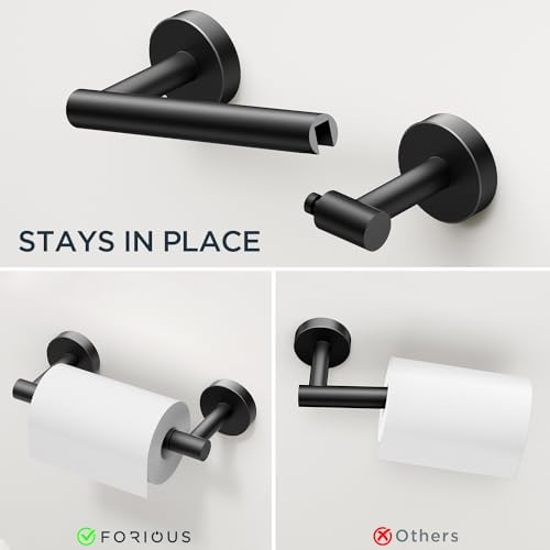 FORIOUS Bathroom Accessories, 4-Piece Bathroom Hardware Set - 24" Towel Bar