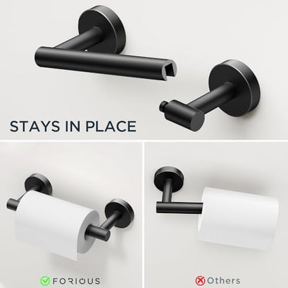FORIOUS Bathroom Accessories, 4-Piece Bathroom Hardware Set - 24" Towel Bar