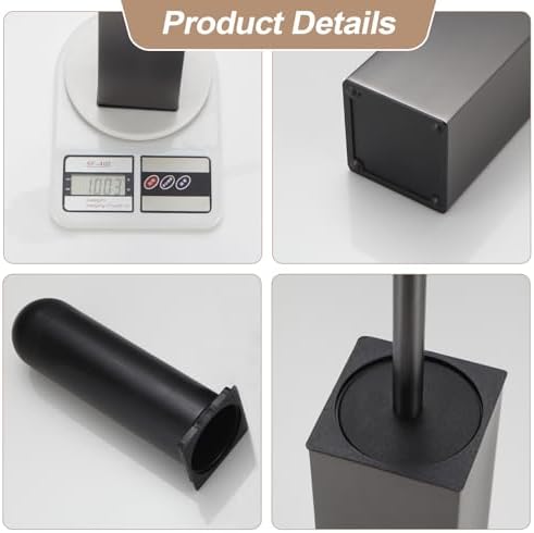 BGL Standing Toilet Brush and Holder GunGrey Aluminium Toilet Bowl Cleaner Brush and Holder for Bathroom Storage and Organization, Square Design Sturdy and Space Saving