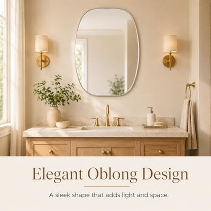 USHOWER Silver Oval Bathroom Mirrors 24x32 Inch