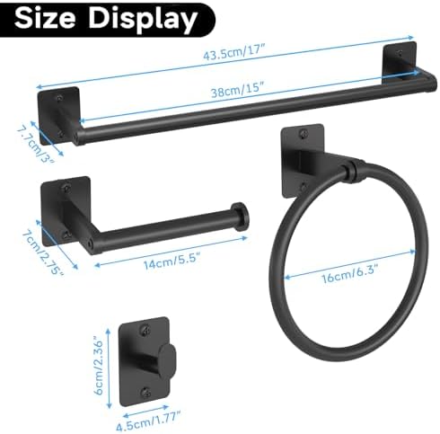 KLJKPA Black Bathroom Accessories Set, 4-Piece Bathroom Hardware Set