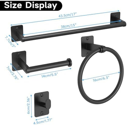 KLJKPA Black Bathroom Accessories Set, 4-Piece Bathroom Hardware Set