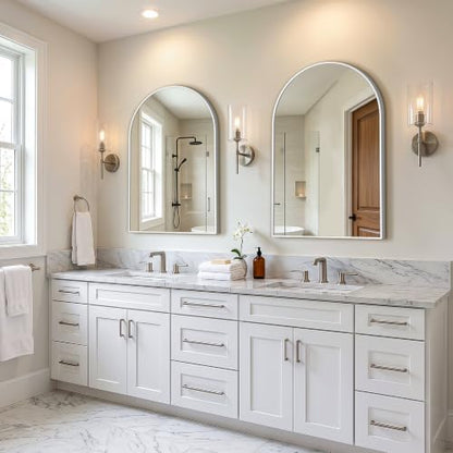 FICTOR 2 Pack 24" x 36" Arched Bathroom Vanity Mirror for Over Sink, Silver