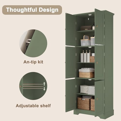 ChooChoo 63.2" Tall Bathroom Storage Cabinet with 6 Doors