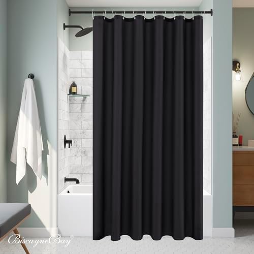 Fabric Shower Curtain Liner 84x72 Inch-Black Extra Wide Shower Liners
