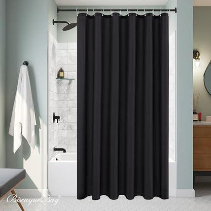 Fabric Shower Curtain Liner 84x72 Inch-Black Extra Wide Shower Liners