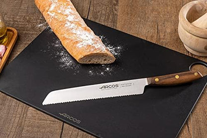Arcos Bread Knife 8 Inch Nitrum Stainless Steel and 200 mm blade. Obtain a great variety of cuts for your food. Ideal knife for daily domestic use. Series Nordika. Color Brown.