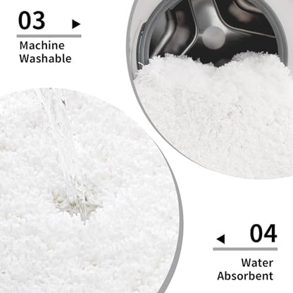 Disolla White Bathroom Rug 24x36 - Non-Slip Plush Thick Bath Mat, Highly Absorbent & Ultra Soft Fluffy Floor Mat, Machine Washable for Shower and Tub