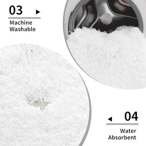Disolla White Bathrom Runner Rug 24x59 - Large Soft Plush Bath Mat, Thick Long Non-Slip Shaggy Floor Mat, Ultra-Absorbent for Master Bathroom Bedroom