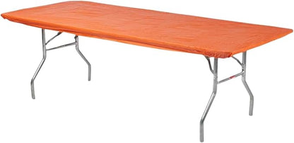 Kwik-Covers 8' Rectangle Plastic Table Covers 30" x 96", Bundle of 5 (Orange)