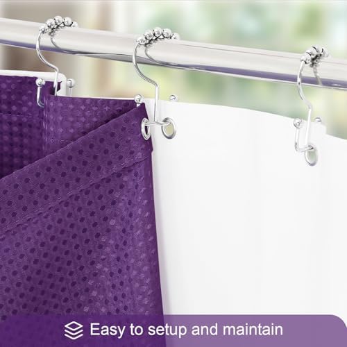 Gibelle 3 in 1 Purple Shower Curtain with PEVA Liner, 12 Hooks, 72x72