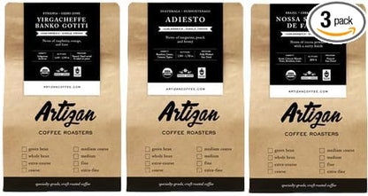 Artizan Coffee USDA Organic Ground Coffee | Single Origin Discovery Bundle | Medium Grind for Drip | Dark Roast | 10 oz X 3 | Roasted in South Florida