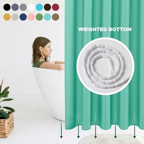 Fabric Shower Curtain Liner 72"W x 84"L-Teal Extra Long Shower Liners