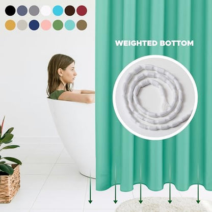 Fabric Shower Curtain Liner 72"W x 84"L-Teal Extra Long Shower Liners