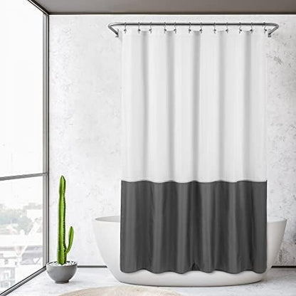 ALYVIA SPRING Waterproof Fabric Shower Curtain Liner White/Dark Gray, 72x72