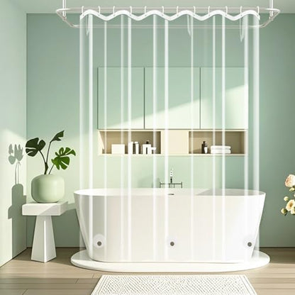 Seenus Waterproof Clear Shower Curtain with 3 Large Magnets, Bpa-Free PEVA 8G Shower Curtain Liner Weighted, 72 x 72 inch See Through Transparent Plastic Shower Curtain Durable for Bathroom