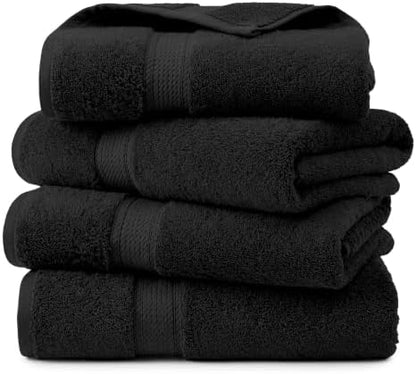 Superior Egyptian Cotton Plush & Absorbent, Bath Towel Set of 4, Black