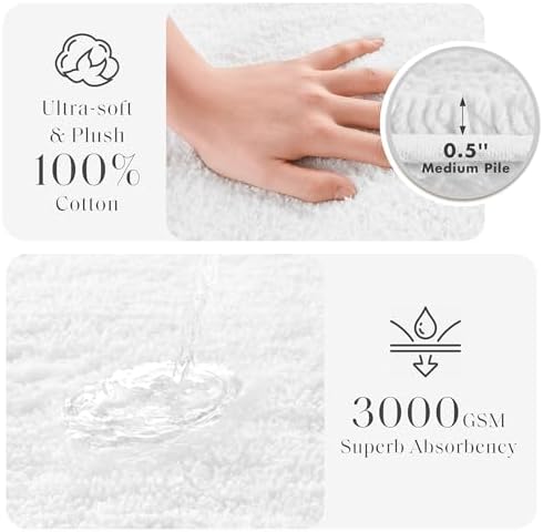 Madison Park Splendor Reversible 100% Cotton Bath Rug, 24 x 44, White