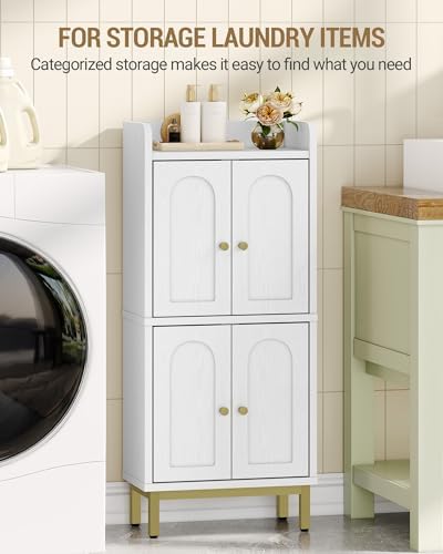 Hzuaneri Bathroom Cabinet, Small Storage Cabinet with 4 Doors