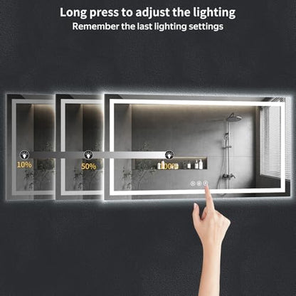 24"x60" LED Bathroom Mirror with Lights, Anti-Fog, Backlit+Frontlit