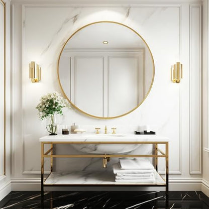 Sunniry Large Round Mirror, Circle Mirror 30 inch, Brushed Gold Metal Frame