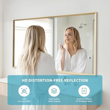 Oak Wood Effect Framed Wall Mirror, 30x48 Rectangle Mirror