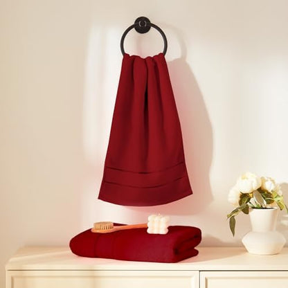 COZYART Bath Towel Set 6 PCS, Luxury Cherry Red 100% Turkish Cotton 650GSM