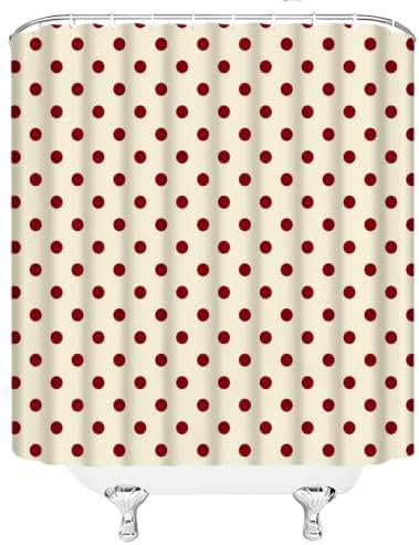 Polka Dot Christmas Shower Curtain Bathroom Decor with Hooks,60"Wx70"H