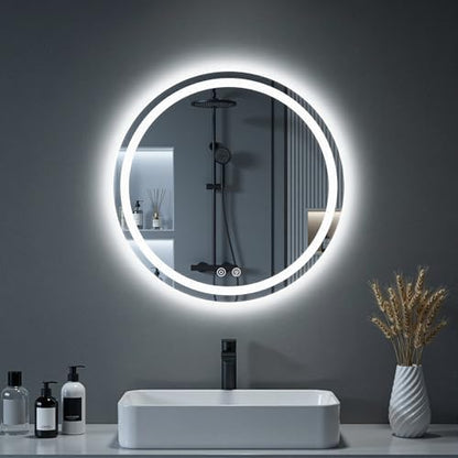 NEWBULIG 24'' Round LED Bathroom Mirror with Lights, Circle Vanity Mirror