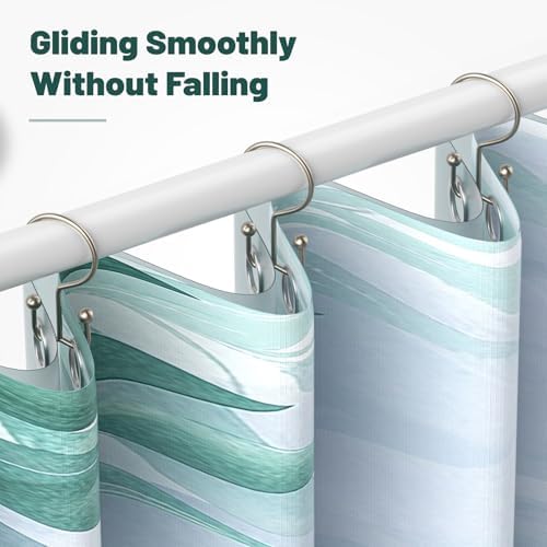 24 Pcs Shower Curtain Hooks, Goowin Shower Curtain Rings, Durable Shower Curtain Rings Rust Proof, Double Glide Shower Rings for Curtain, Simple Shower Hooks for Shower Curtain & Liner, Matte Nickel