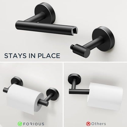 FORIOUS Bathroom Accessories, 4-Piece Bathroom Hardware Set - 30" Towel Bar
