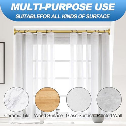 CorkLatta Gold Shower Curtain Rod 31 to 104 Inch,1 Inch Diameter Adjustable Spring Tension Curtain Rod No Drilling Stainless Steel Telescoping Rod,No Rust