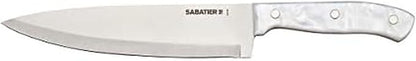 Sabatier Triple Riveted Chef Knife, 8-Inch, High-Carbon Stainless Steel, Razor-Sharp Kitchen Knife to Cut Fruit, Vegetables and more, White
