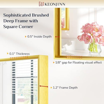 Keonjinn 22x30 Inch Gold Bathroom Mirror for Over Sink, Rectangular