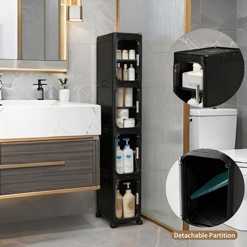 LXLXXL 5-Tier Narrow Storage Cabinet Slim Bathroom Tall Skinny Organizer