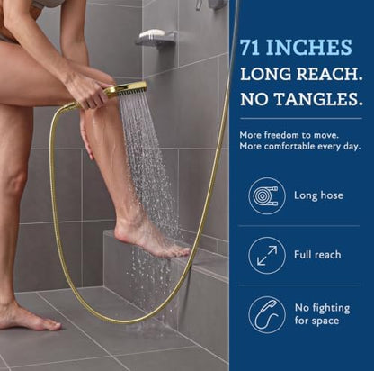 G-Promise All Metal 8" Rain Shower Head with Handheld for Bathroom Upgrade