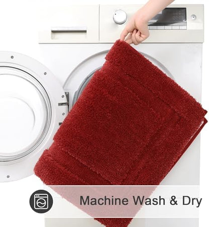 SHACOS Soft Microfiber Red Bathroom Rugs Sets 2 Pieces 32x20 inch