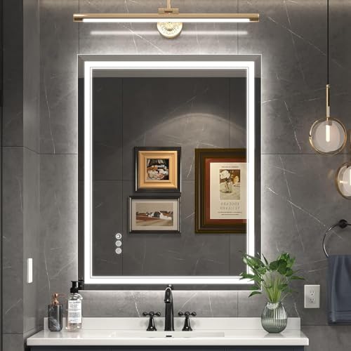Ratsamee 28"x36" LED Bathroom Mirror with Lights, Backlit + Front Lit