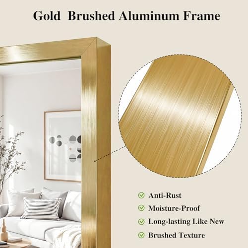 Koonmi Gold Rectangle Wall Mirror, 20x30 Inch Bathroom Mirror, Aluminum Frame Vanity Mirror for Entryway, Living Room, Bedroom Bathroom, Hangs Horizontally or Vertically