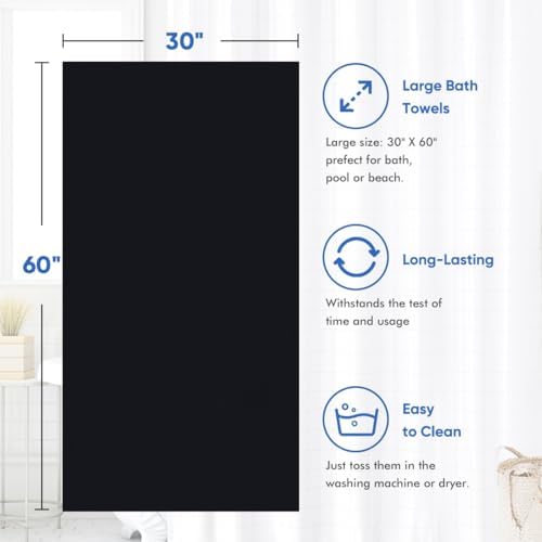 HOMEXCEL 4PK Bath Towel Set, 30x60 in, Absorbent Large Towels for Bathroom