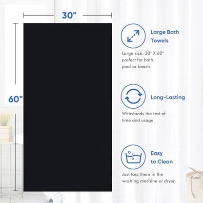 HOMEXCEL 4PK Bath Towel Set, 30x60 in, Absorbent Large Towels for Bathroom